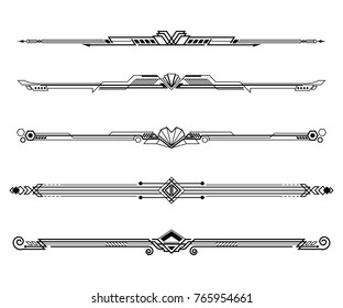 Set of Art deco borders and ornaments. Vector illustration.