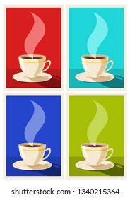 Set art deco coffee posters. Coffee vintage concept. Coffee shop, cafe, restaurant, bar. Vector EPS 10.