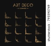 Set of Art deco corners for borders and frames. Creative template in style of 1920s for your design. Vector illustration. EPS 10