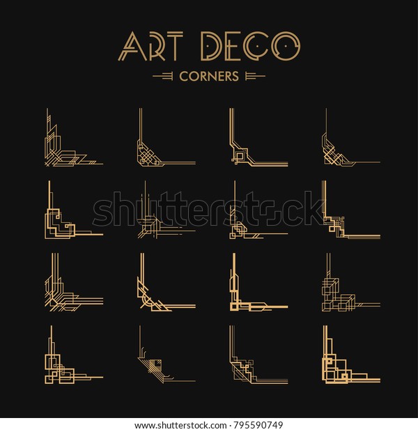 Set Art Deco Corners Borders Frames Stock Vector Royalty Free 795590749 0413