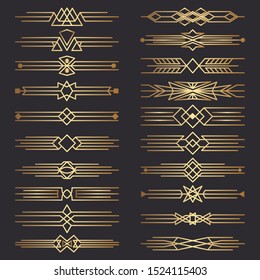 Set of art deco dividers. Decorative lines border. Decor Elements.  Template dividers