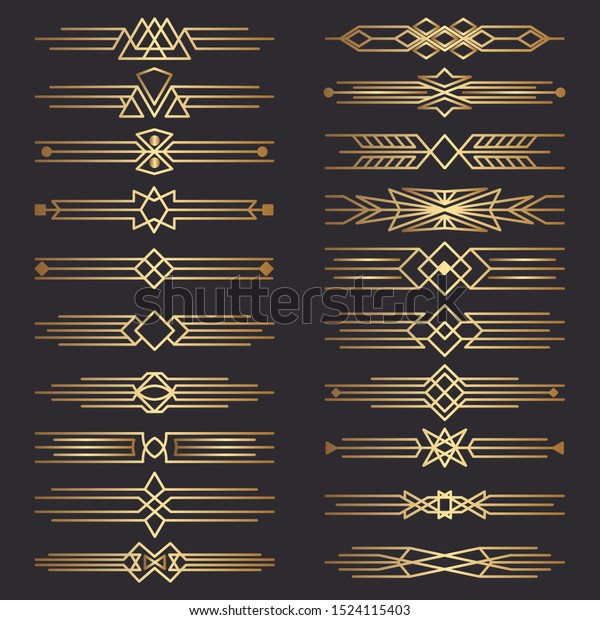 Set of art deco dividers. Decorative\
lines border. Decor Elements.  Template\
dividers