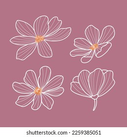 Set of art deco floral for pattern element