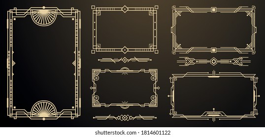 Set of Art Deco Frames and Borders. Decorative Elements. Vector Illustration. Style of 1920s.