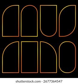 Conjunto de marcos de degradado de oro art deco. Ilustración vectorial. 
