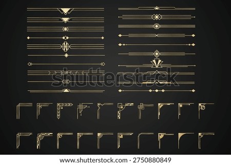 set of art deco line icon, vector illustration
