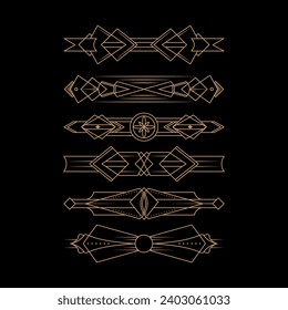 Set of art deco line illustration