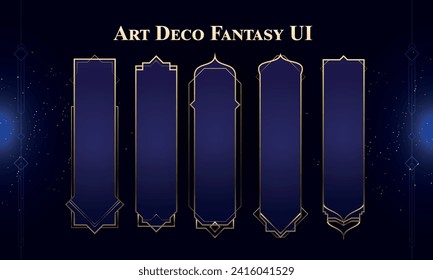 Set of Art Deco Modern Banners for user interface. Fantasy magic HUD. Template for rpg game interface. Vector Illustration EPS10