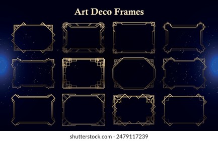 Video Conjunto de marcos modernos Art Deco para interfaz de usuario, póster, Fantasy Magic HUD. Plantilla para la interfaz de juego rpg. Ilustración vectorial EPS10