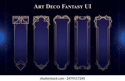 Set of Art Deco Modern Frames for user interface, poster, video. Fantasy magic HUD. Template for rpg game interface. Vector Illustration EPS10