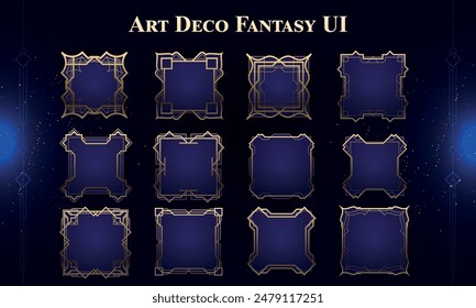 Set of Art Deco Modern Frames for user interface, poster, video. Fantasy magic HUD. Template for rpg game interface. Vector Illustration EPS10