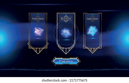 Set Of Art Deco Modern User Interface Elements. Fantasy Magic HUD With Rewards. Template For Game Interface. Vector Illustration EPS10