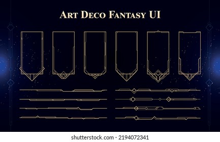 Set of Art Deco Modern User Interface Elements. Fantasy magic HUD. Good for game UI. Vector Illustration EPS10