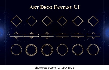 Set of Art Deco Modern User Interface Elements. Fantasy magic HUD. Good for game UI. Vector Illustration EPS10 svg