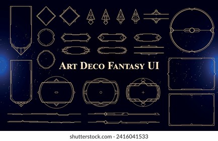 Set of Art Deco Modern User Interface Elements. Fantasy magic HUD. Good for game UI. Vector Illustration EPS10