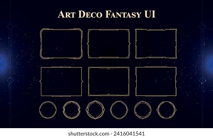 Set of Art Deco Modern User Interface Elements. Fantasy magic HUD. Good for game UI. Vector Illustration EPS10