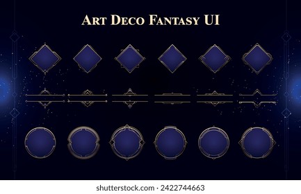 Set of Art Deco Modern User Interface Elements. Fantasy magic HUD. Good for game UI. Vector Illustration EPS10