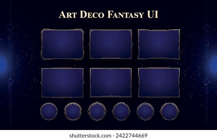 Set of Art Deco Modern User Interface Elements. Fantasy magic HUD. Good for game UI. Vector Illustration EPS10
