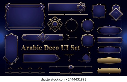 Set of Art Deco Modern User Interface Elements. Fantasy magic HUD with arabian elements. Template for rpg game interface. Vector Illustration EPS10