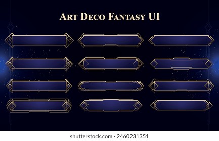 Set of Art Deco Modern User Interface Elements. Fantasy magic HUD. Banner elements for game UI. Vector Illustration EPS10