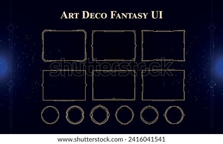 Set of Art Deco Modern User Interface Elements. Fantasy magic HUD. Good for game UI. Vector Illustration EPS10