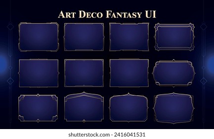 Set von Art Deco Modern Windows für die Benutzeroberfläche. Fantasy magic HUD. Vorlage für die rpg-Spielschnittstelle. Vektorgrafik EPS10