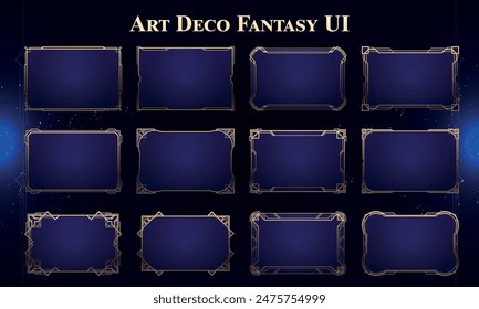 Set of Art Deco Modern Windows for user interface. Fantasy magic HUD. Template for rpg game interface. Vector Illustration EPS10