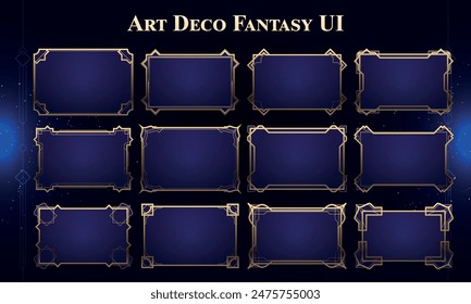 Set of Art Deco Modern Windows for user interface. Fantasy magic HUD. Template for rpg game interface. Vector Illustration EPS10