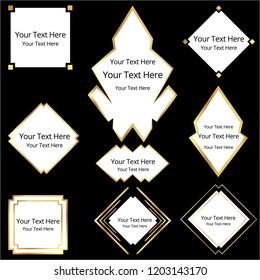 Set of Art Deco / Art Nuvo labels and frames golden black beautiful luxury set of shopping tags .