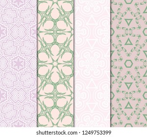 Set Of Art Deco Pattern Of Geometric Elements. Seamless Pattern. Vector Illustration. Design For Printing, Presentation, Textile Industry. Tribal Ethnic Arabic, Fashion Decorative Ornament