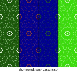 Set Of Art Deco Pattern Of Geometric Elements. Seamless Pattern. Vector Illustration. Design For Printing, Presentation, Textile Industry. Tribal Ethnic Arabic, Fashion Decorative Ornament