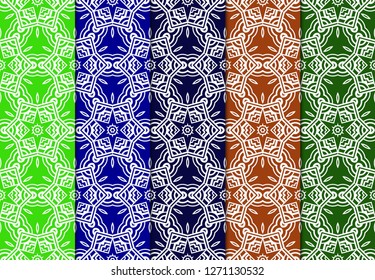 Set Of Art Deco Pattern Of Geometric Elements. Seamless Pattern. Vector Illustration. Design For Printing, Presentation, Textile Industry. Tribal Ethnic Arabic, Fashion Decorative Ornament