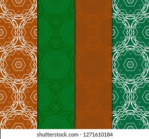 Set Of Art Deco Pattern Of Geometric Elements. Seamless Pattern. Vector Illustration. Design For Printing, Presentation, Textile Industry. Tribal Ethnic Arabic, Fashion Decorative Ornament