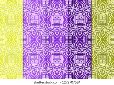 Set Of Art Deco Pattern Of Geometric Elements. Seamless Pattern. Vector Illustration. Design For Printing, Presentation, Textile Industry. Tribal Ethnic Arabic, Fashion Decorative Ornament