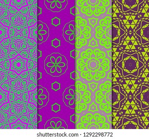 Set Of Art Deco Pattern Of Geometric Elements. Seamless Pattern. Vector Illustration. Design For Printing, Presentation, Textile Industry. Tribal Ethnic Arabic, Fashion Decorative Ornament