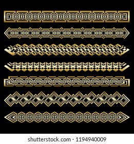 Set of Art deco patterns and ornaments. Creative collection in style of 1920s for your design. Victorian designed ornament.