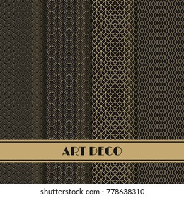 Set of art deco seamless pattern. Vector illustration vintage design. Abstract seamless geometric patterns
