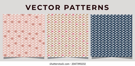Set of art deco seamless patterns. Stylish modern geometric textures. Repeating geometrical shapes, lines, rhombuses, scales, arcs, dots. Vector abstract backgrounds