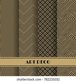 Set of art deco seamless patterns. Vector illustration vintage design. Abstract seamless geometric patterns