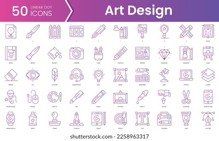 Set of art design icons. Gradient style icon bundle. Vector Illustration