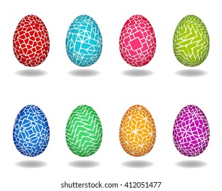 Set of art easter egg, vector object