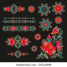 Set of art elements with decorative pepper