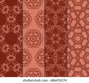 set of art geometric floral pattern. vector illustration. brown color. fabric print, silk neck scarf