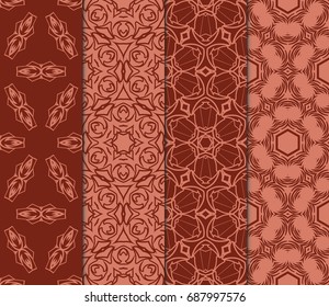 set of art geometric floral pattern. vector illustration. brown color. fabric print, silk neck scarf
