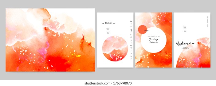 Set of art hand-painted watercolor background card and poster template. Suitable for use as a card; greeting, invitation, cover, booklet, brochure, or poster.