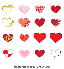 Set of art heart vector object on white background