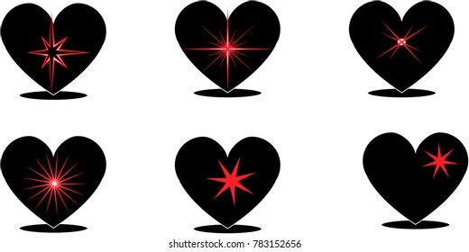 Set of art hearts love vector