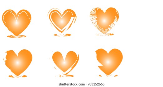 Set of art hearts love vector