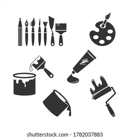 Set art icons isolated on white. Stencil collection. Vector stock illustration. EPS 10