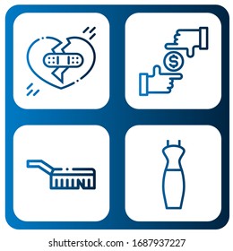 Set of art icons. Such as Broken heart, Focus, Brush, Dress , art icons
